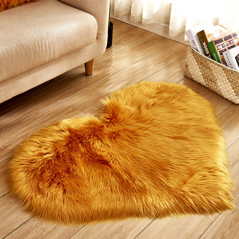 Ensemble Tapis "Cœur" Blanc– Fausse Fourrure