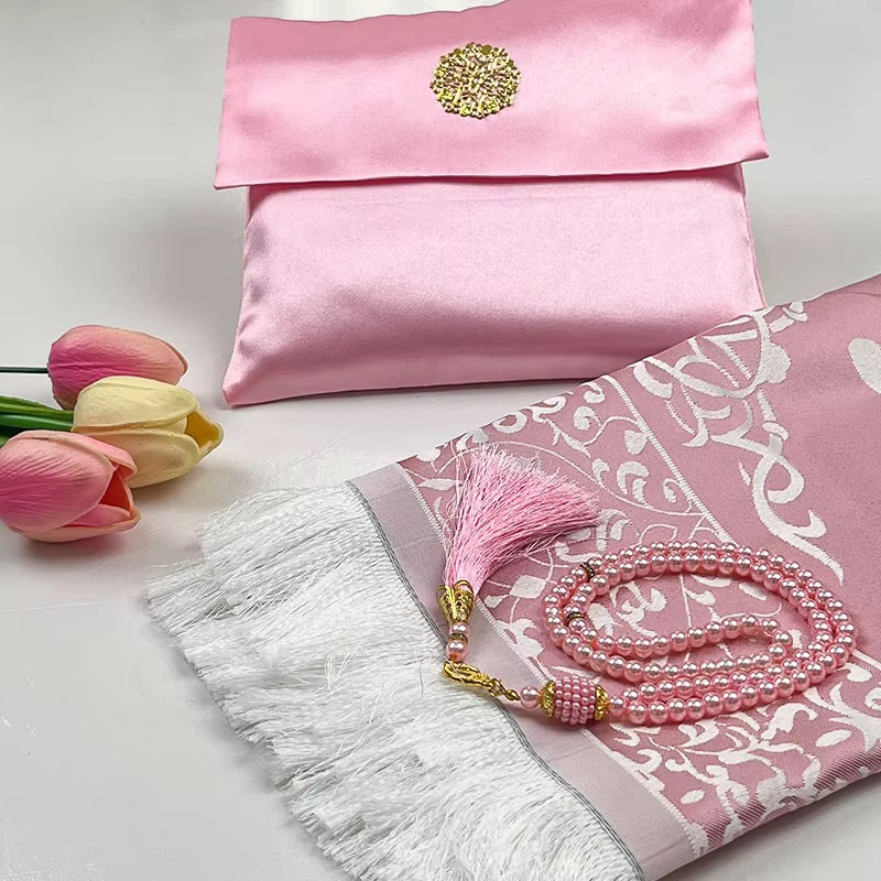 Ensemble tapis de prière avec pochette & tasbih – Élégance spirituelle au quotidien