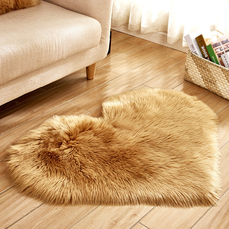 Ensemble Tapis "Cœur" Blanc– Fausse Fourrure