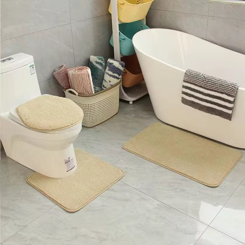 Ensemble Tapis de Bain & WC Design Géométrique - 3 Pièces (Antidérapant)