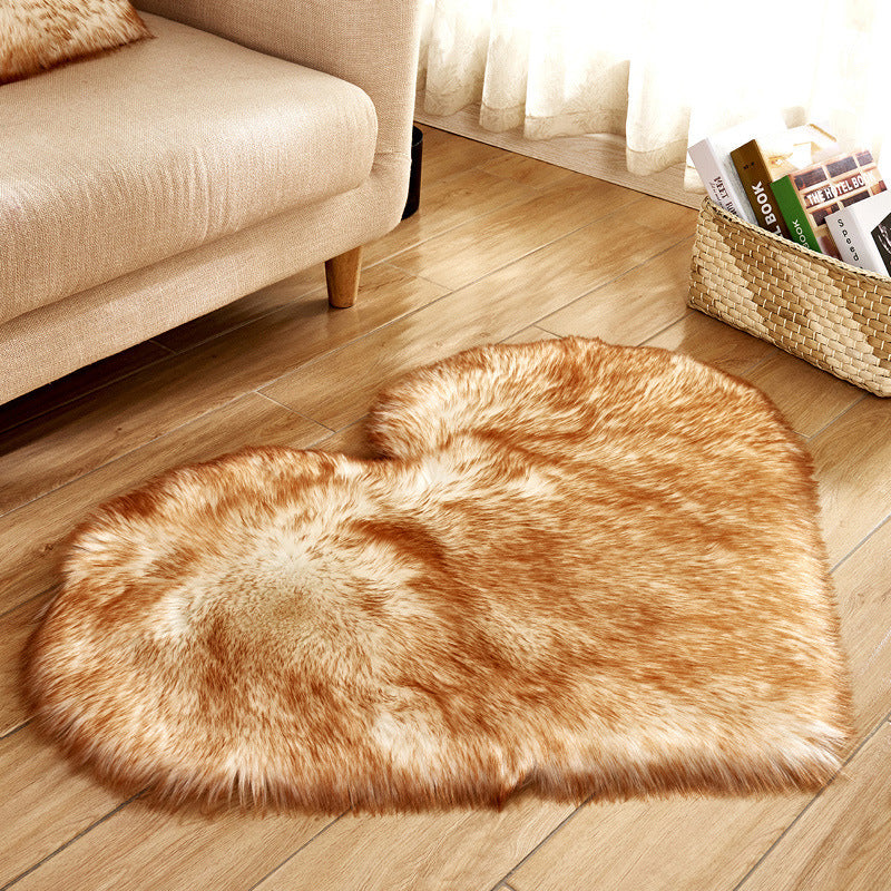 Ensemble Tapis "Cœur" Blanc– Fausse Fourrure