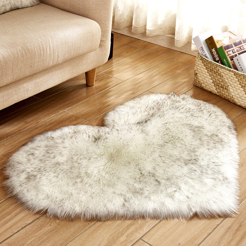 Ensemble Tapis "Cœur" Blanc– Fausse Fourrure