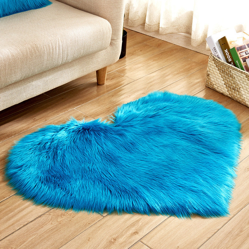 Ensemble Tapis "Cœur" Blanc– Fausse Fourrure