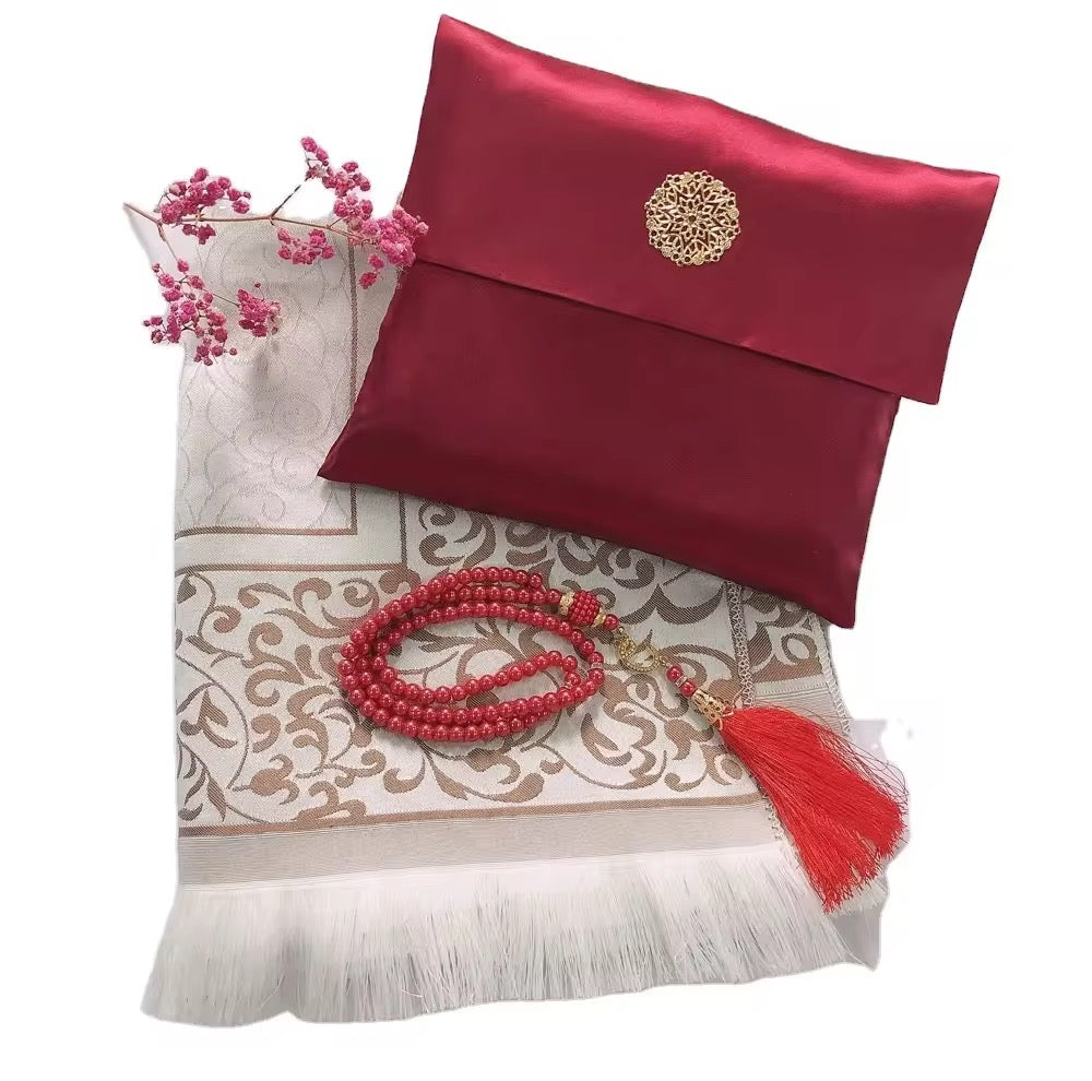 Ensemble tapis de prière avec pochette & tasbih – Élégance spirituelle au quotidien