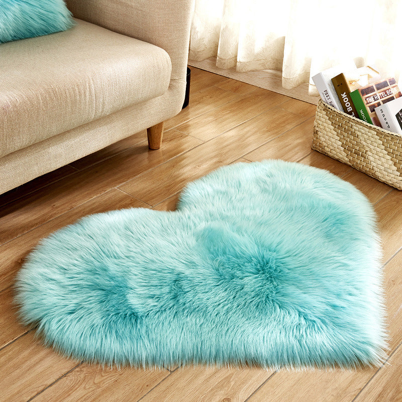Ensemble Tapis "Cœur" Blanc– Fausse Fourrure