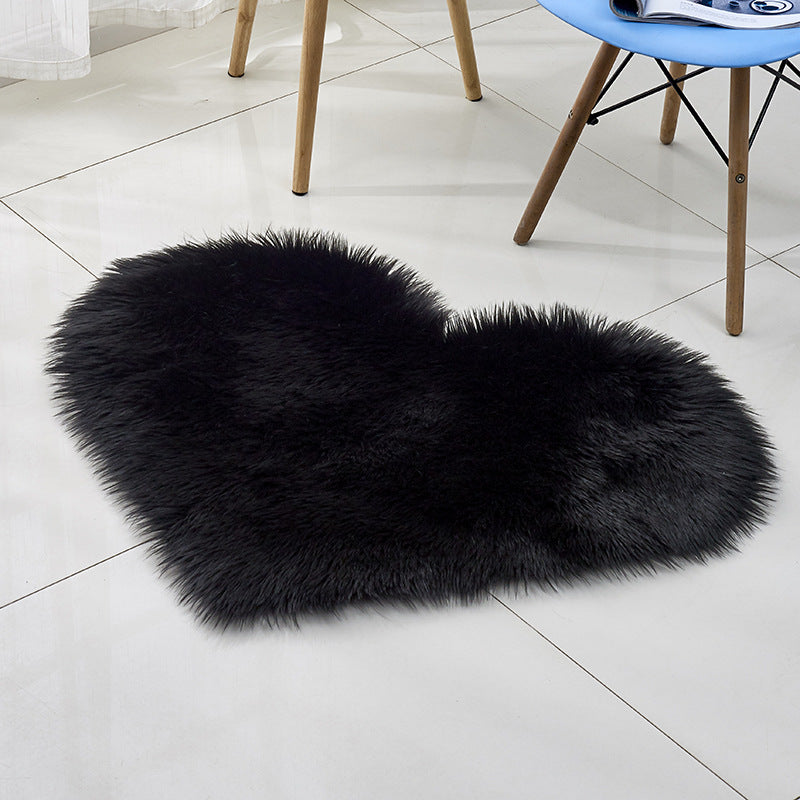 Ensemble Tapis "Cœur" Blanc– Fausse Fourrure