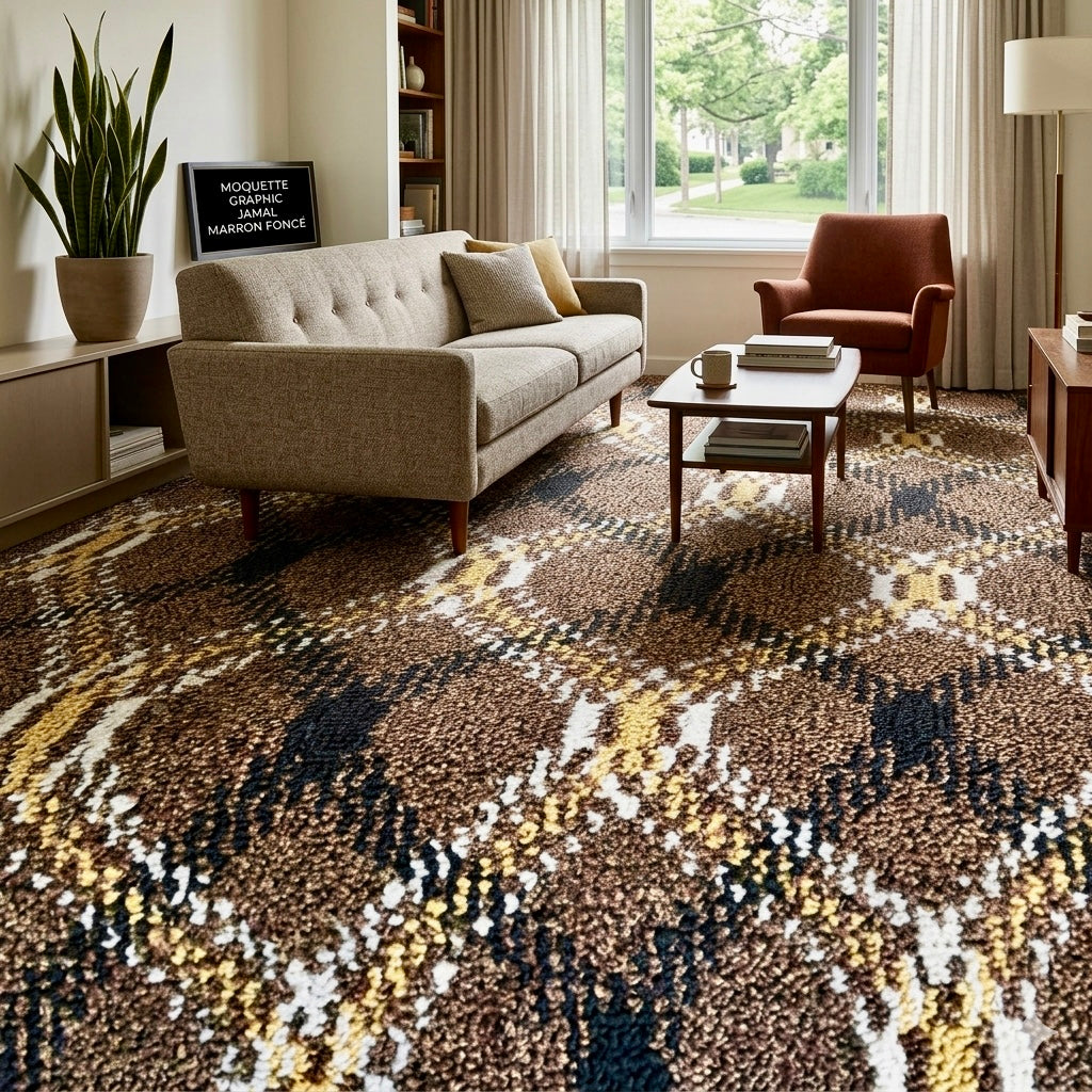 Moquette de Luxe Graphic Jamal Marron foncé