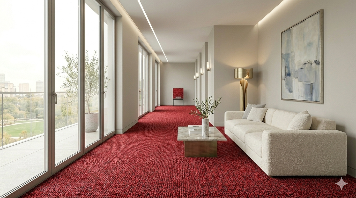 Moquette Bouclette Rouge Vif – Élégance, Confort et Résistance