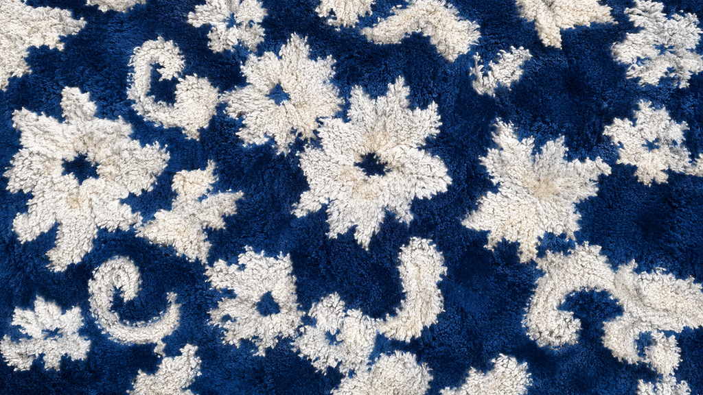 Aretha  fleurs bleu– Moquette de Luxe au Design Organique