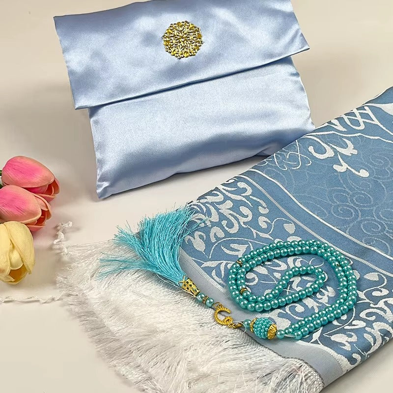 Ensemble tapis de prière avec pochette & tasbih – Élégance spirituelle au quotidien