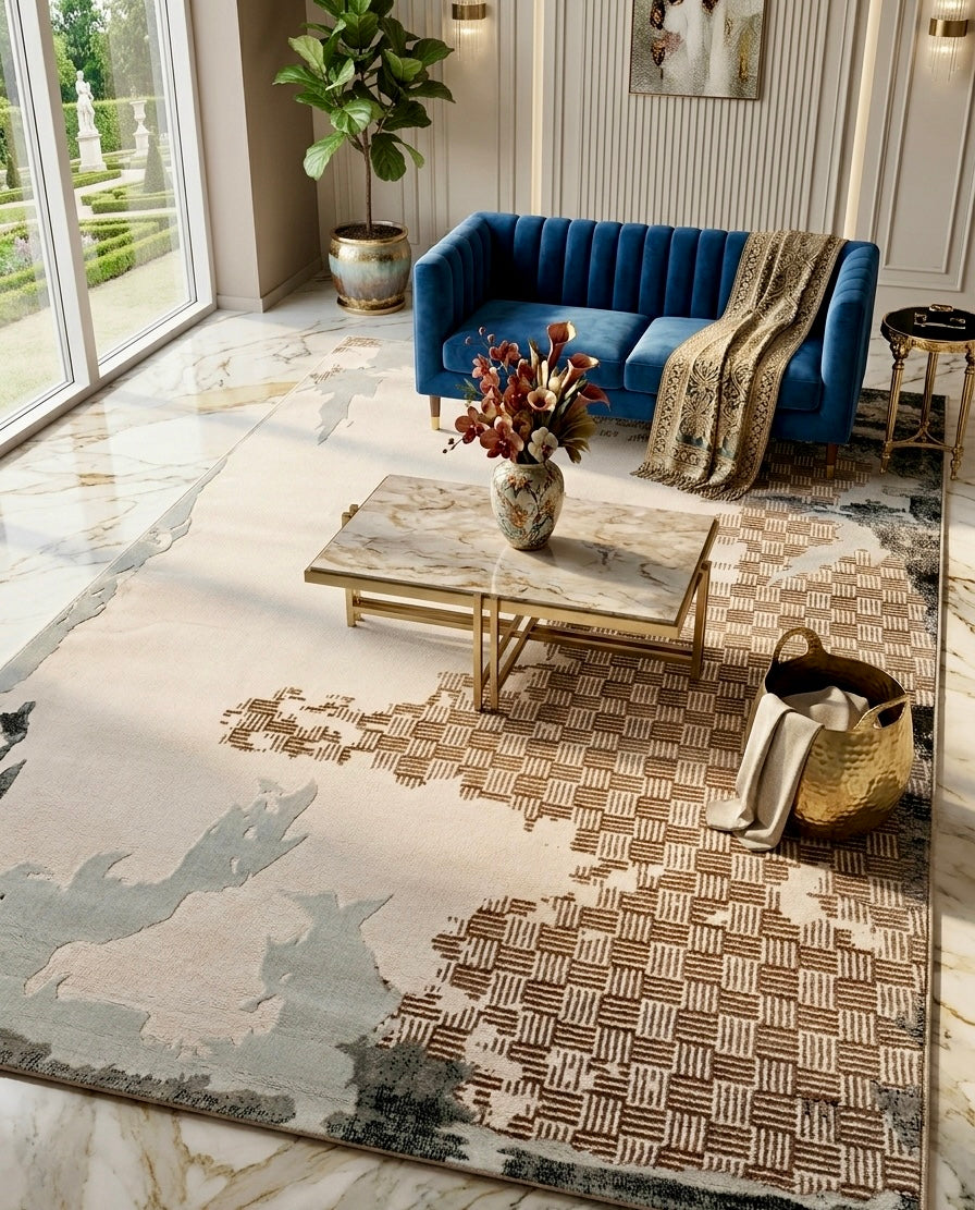 Tapis de Luxe "Damiers" – Tissage Wilton Haute Densité