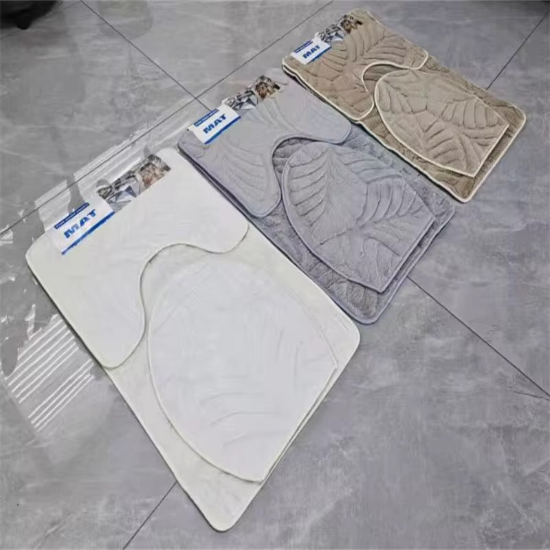 Ensemble Tapis de Bain & WC Design Géométrique - 3 Pièces (Antidérapant)