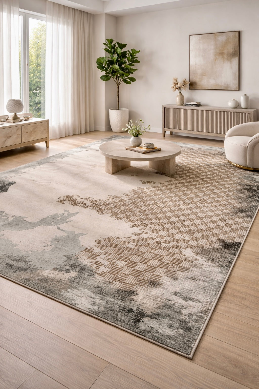 Tapis de Luxe "Damiers" – Tissage Wilton Haute Densité