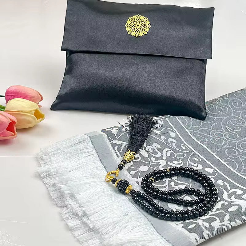 Ensemble tapis de prière avec pochette & tasbih – Élégance spirituelle au quotidien