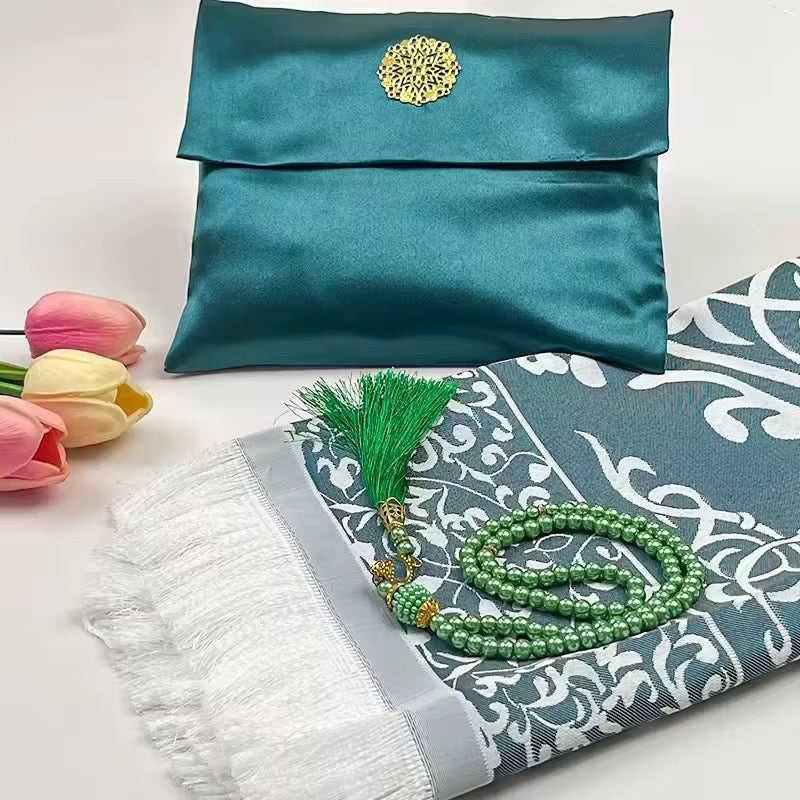 Ensemble tapis de prière avec pochette & tasbih – Élégance spirituelle au quotidien