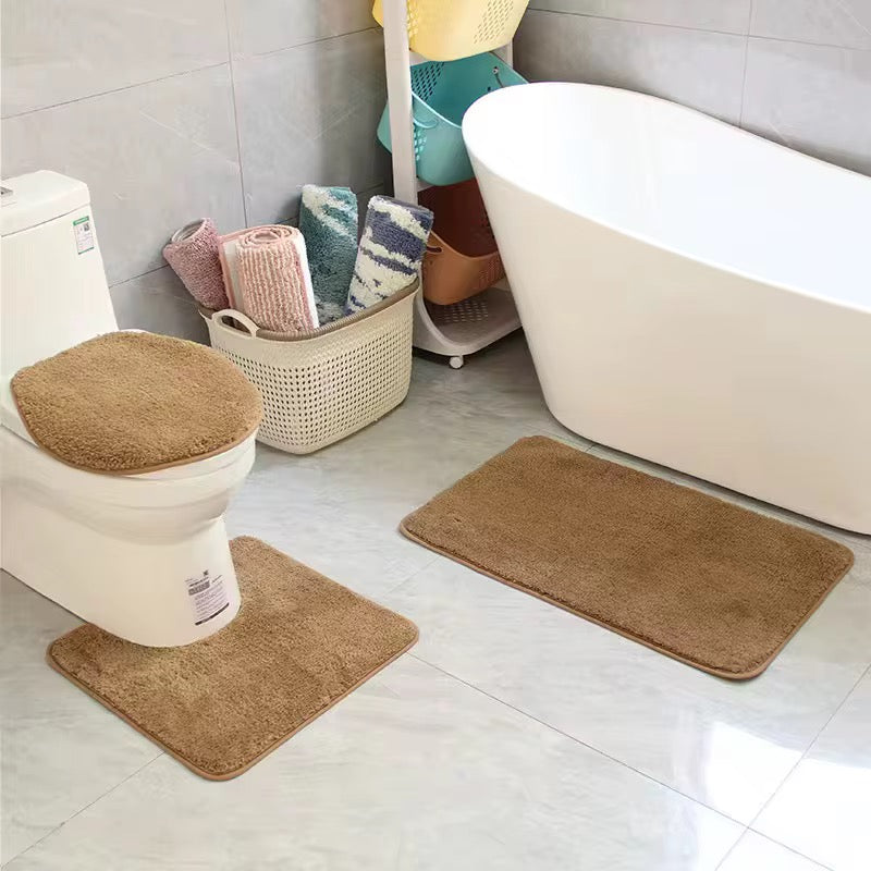 Ensemble Tapis de Bain & WC Design Géométrique - 3 Pièces (Antidérapant)
