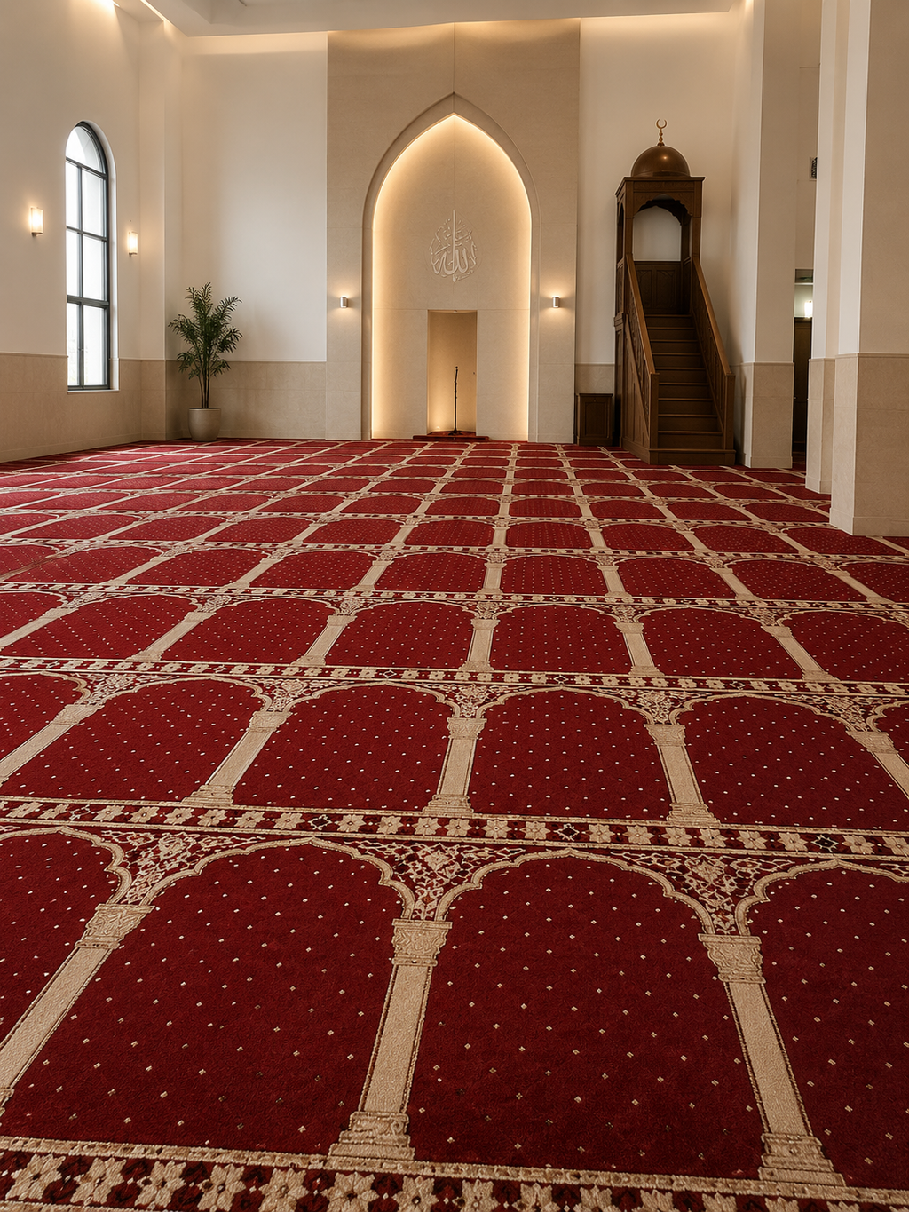 Moquette de Mosquée Super Luxe – Rouge Prestige