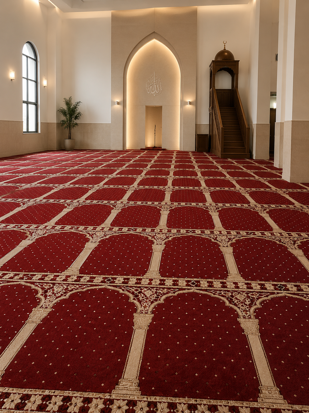 Moquette de Mosquée Super Luxe – Rouge Prestige