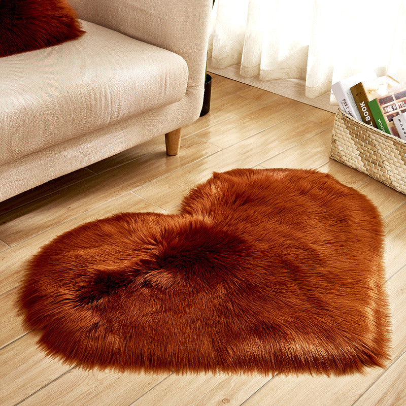 Ensemble Tapis "Cœur" Blanc– Fausse Fourrure