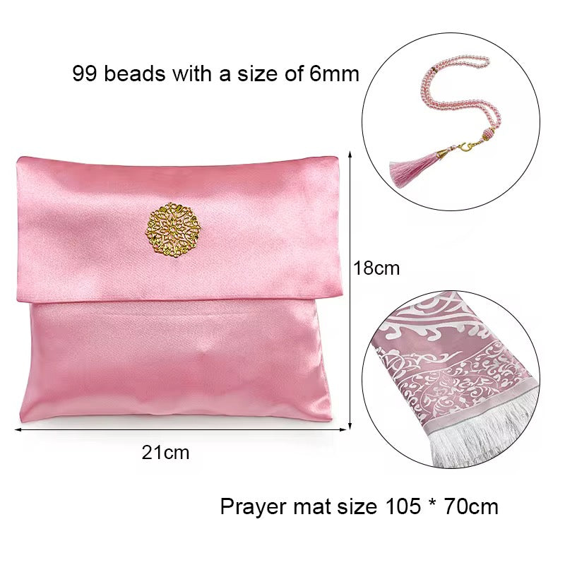 Ensemble tapis de prière avec pochette & tasbih – Élégance spirituelle au quotidien