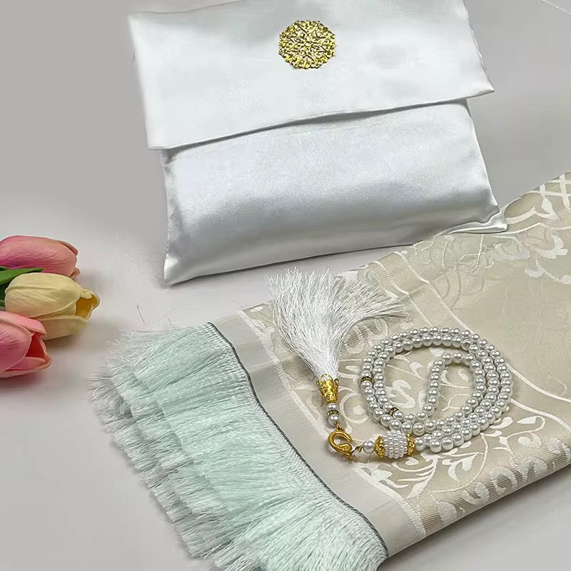 Ensemble tapis de prière avec pochette & tasbih – Élégance spirituelle au quotidien