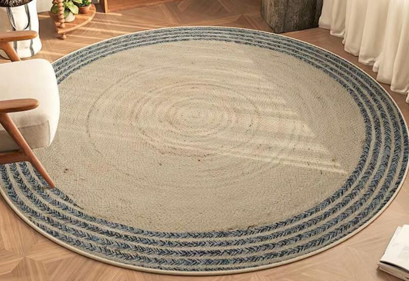 Tapis Rond Effet Sisal Imprimé – Douceur Cachemire & Style Naturel