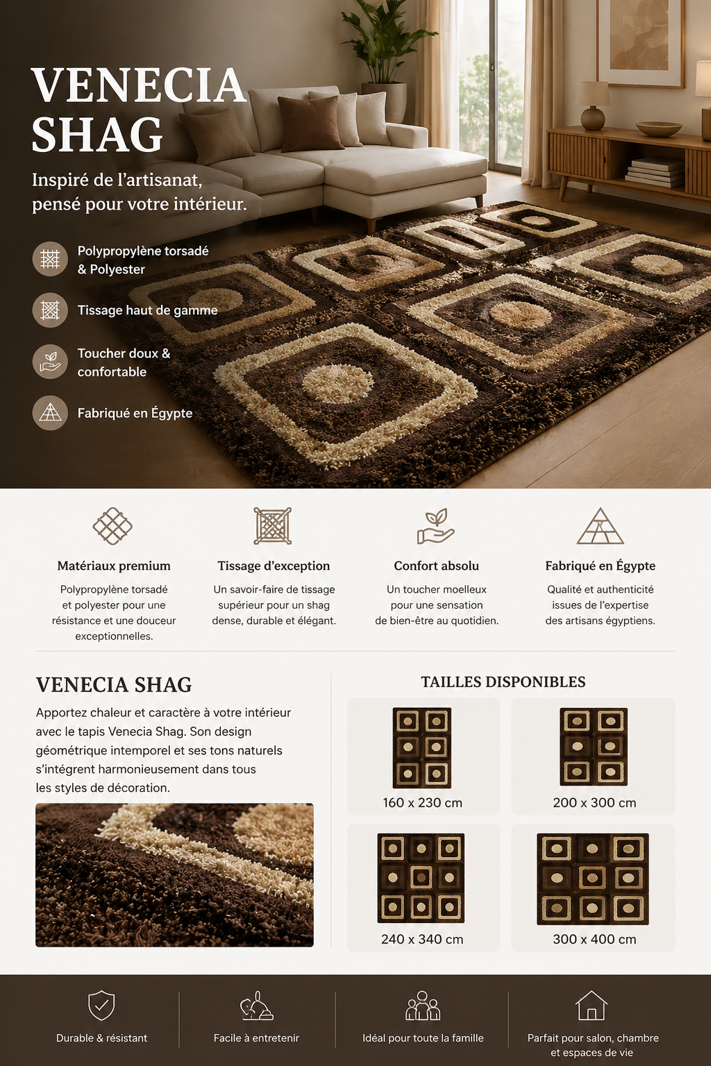 Tapis Shag Moderne Dakar – Ultra Doux | VENECIA