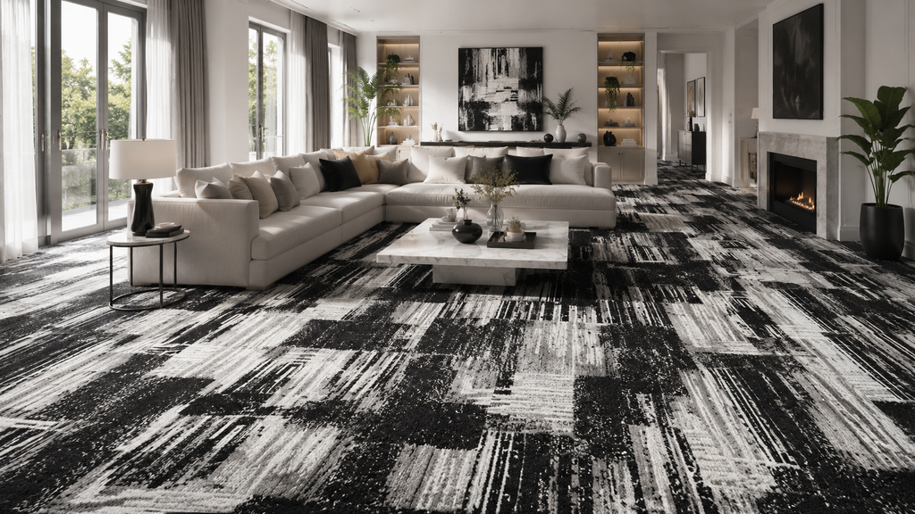 Aretha  zip zap noir et gris – Moquette de Luxe au Design Organique