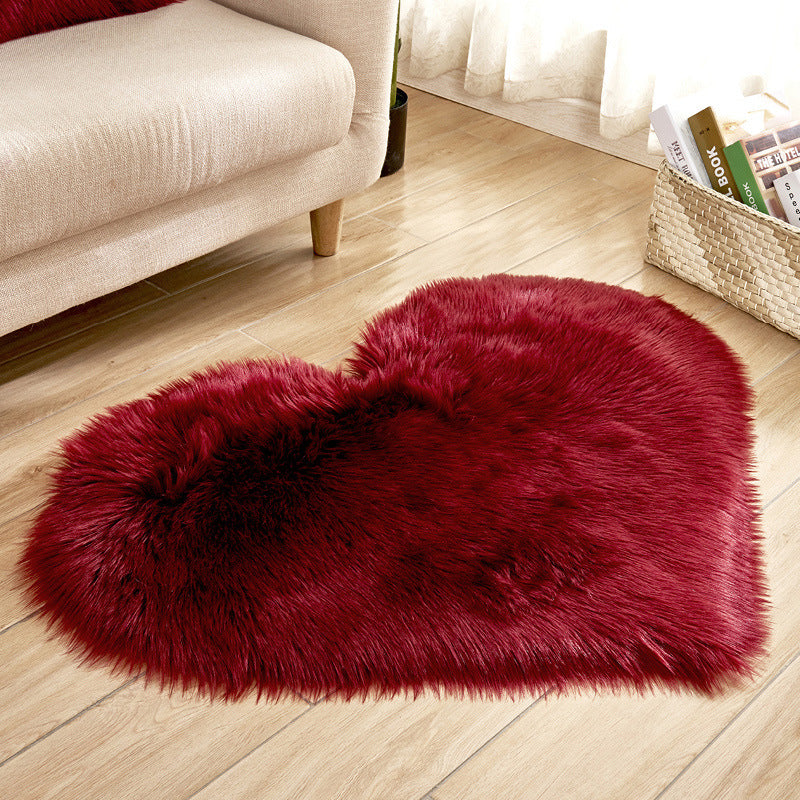 Ensemble Tapis "Cœur" blanc– Fausse Fourrure