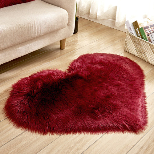 Ensemble Tapis "Cœur" blanc– Fausse Fourrure
