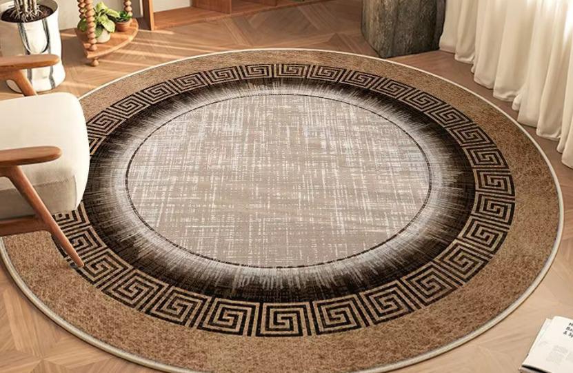 Tapis Rond Effet Sisal Imprimé – Douceur Cachemire & Style Naturel