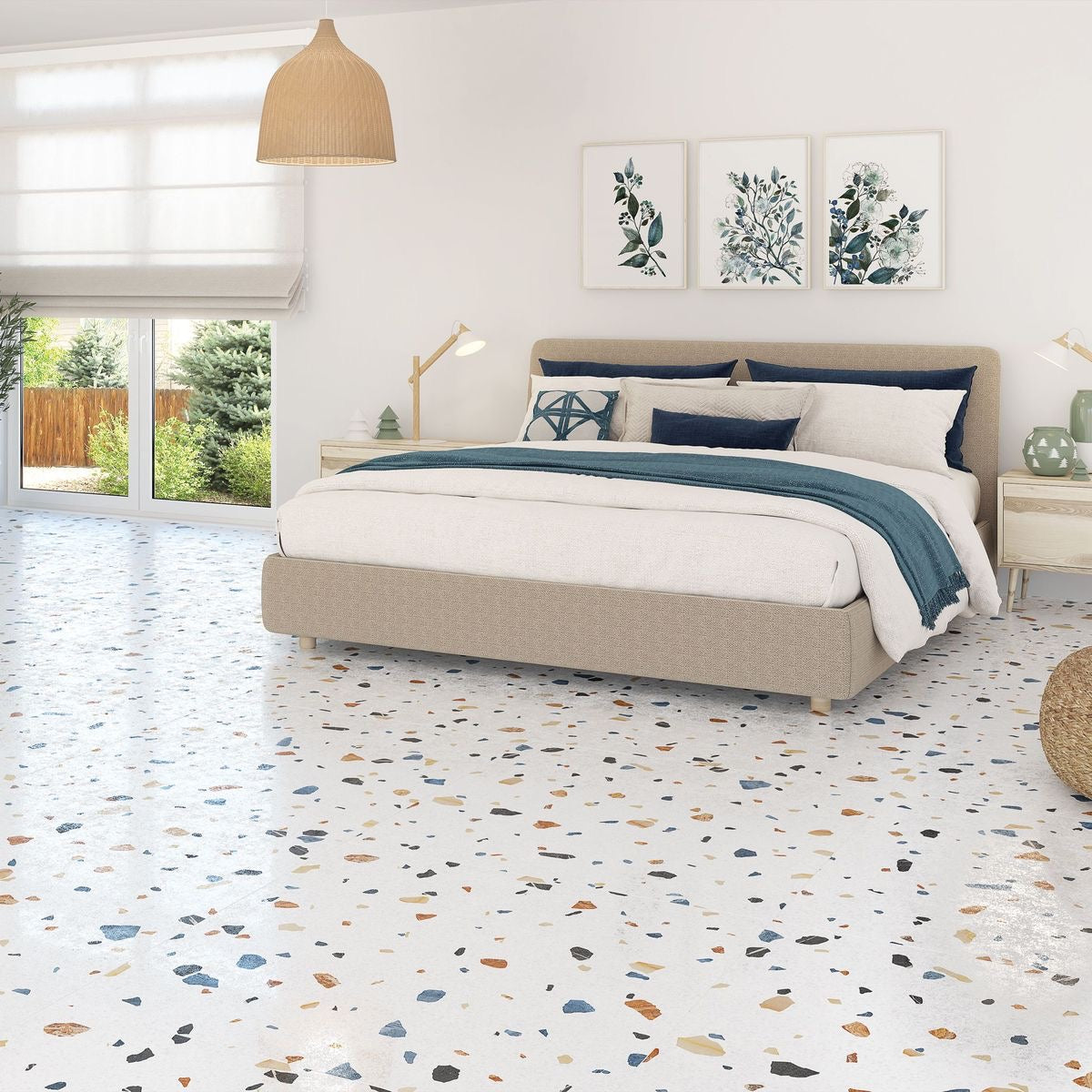 Revêtement de sol PVC Gerflor – Gris Moucheté rouge & Blanc