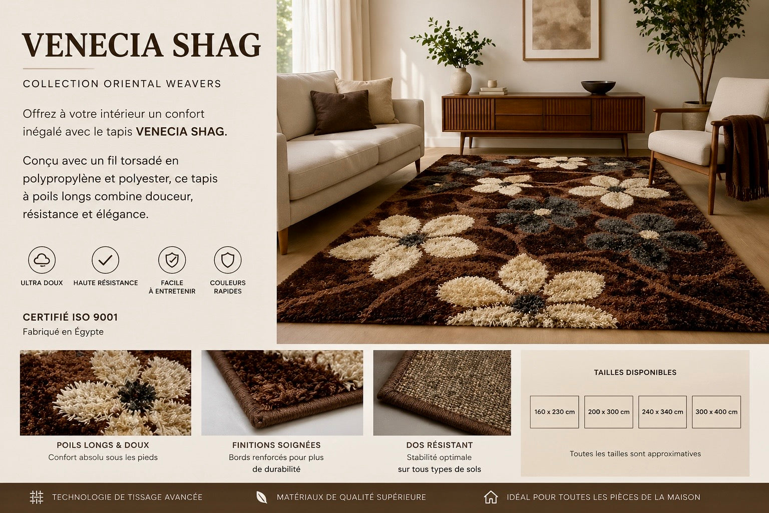 Tapis Shag Moderne Dakar – Ultra Doux | VENECIA