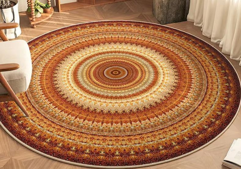 Tapis Rond Effet Sisal Imprimé – Douceur Cachemire & Style Naturel